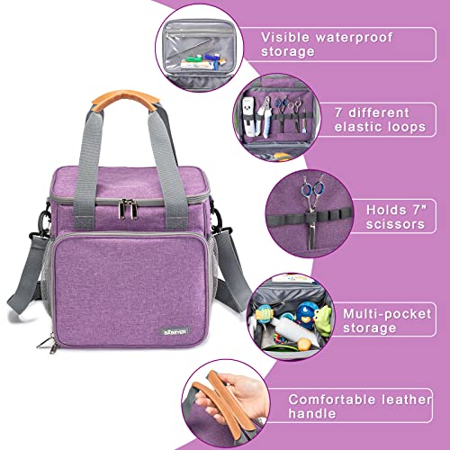 Pet Grooming Bag, Dog Grooming Supplies Organizer Tote Bag, Perfect for Pet Grooming Tool Kit Accessories-Purple - color: Purple