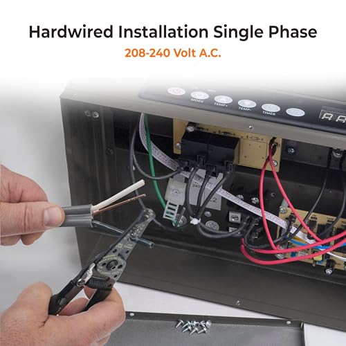 Comfort Zone Hard-Wired Ceiling Mount Garage Space Heater with Remote, 7,500 Watt, 240 Volt, Fan-Forced, Overheat Protection, Digital Thermostat, 12-Hour Timer, Ideal for Garage & Workshop, CZ230ER | Digital thermostat, 12-hour timer, and remote control.