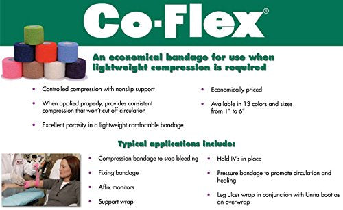 Andover CO-Flex 1"x5Yds Bright Color Variety 12-Pack Cohesive Flexible Elastic Latex Bandage Compression Self Adherent Wrap Vet Kids Children Animals Pets Cats Dogs Horses 3100CP