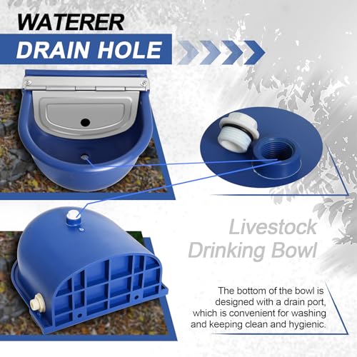 Automatic Water Dispenser for Dogs, Plastic Automatic Dog Waterer Livestock | Includes 39 Inch Water Hose, Reliable Float Control, Simple Installation, Blue Water Bowl for Farm Animals