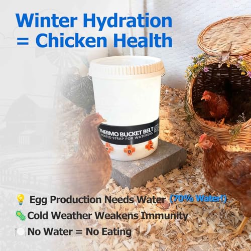 Chicken Waterer Heater Belt 50W, Fits 2-5 Gal Buckets, On<68°F Off>86°F