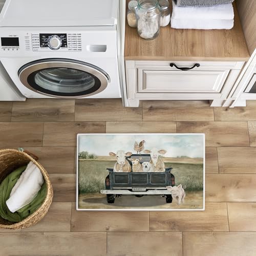 Stupell Industries Ready for A Ride Animals, 30 x 18 | Anti-Fatigue Floor Mat, Ergonomic Cushioned for Kitchen & Standing, Non-Slip Backing | by Cindy Jacobs