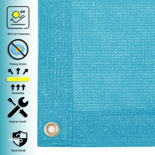 SUNNY GUARD Shade Cloth 6x8 FT HC-046 Sun Shade Cover Tarp, Turquoise | 90% UV Block HDPE Sun Shade Screen Fabric Tarp with Grommets for Pergola, Backyard & Garden, Custom Sizes - color: Turquoise, size: 0 6'×0 8'