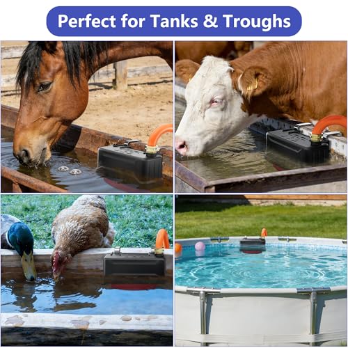 Water Trough Float Valve for Stock Tank – Includes 3/4" Hose Connectors, PTFE Tape & Mounting Kit – Water Level Control for Livestock Waterer, Poultry, Cattle, Goat, Horse, Pond (Float Valve-2PCS) - style: Float Valve-2PCS