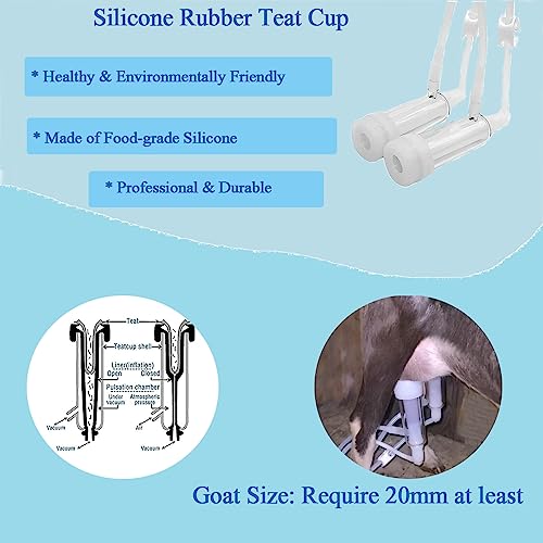 Goat Milking Machine Accessory Double Head Teat Cup with Switch, Goat Milker Tube with Clean Brush