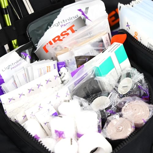 Lightning X Value Compact Medic First Responder EMS/EMT Stocked Trauma Bag w/Basic Fill Kit A - Black - color: Black