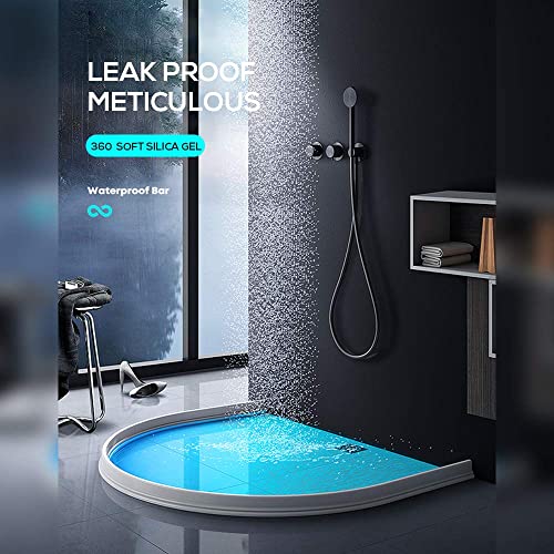 3ft/5ft/6ft/8ft10ft Collapsible Shower Threshold Water Dam Water Barrier for Shower and Water Stopper Keeps Water Inside Water Threshold for Wet and Dry Separation (10ft, White) - color: White, style: 10ft