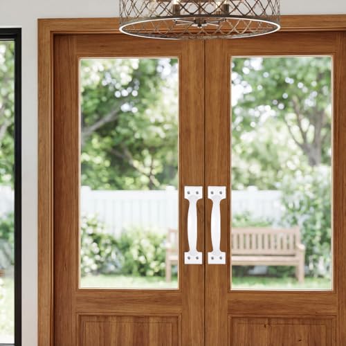 2Pcs V171 6-1/2" Gate Handle,5.5 Inch White Barn Door Handles Metal Gate Pull Screen Doors Handles Stainless Steel White Screen Door Handle with Screws - color: White