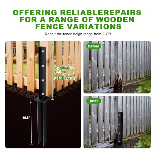 2-Pack Fence Post Repair Kit, 32in Heavy Duty Ground Spike Anchor for Wooden Post Repairing Tilted/Broken Posts - size: 2 Pack
