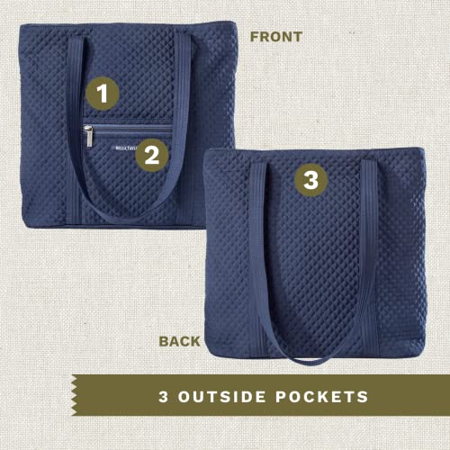 Bella Taylor Large Tote, Quilted Shoulder Bag for Women | Lightweight, 6-pocket large quilted purse, machine washable, zippered top, ultimate organization, durable construction - color: Vintage Navy