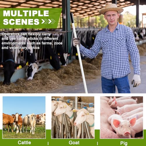 53 Inch Fiberglass Livestock Sorting Stick White 1/2" Diameter Cattle Show Stick with Sponge Handle Bending Poles for Horses