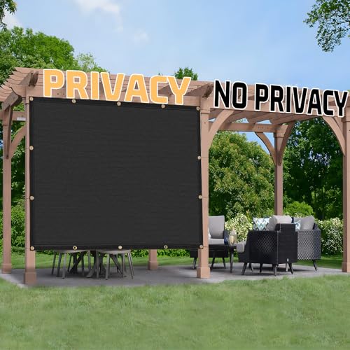 SUNNY GUARD 90% Shade Cloth 4/6/8/10/12 FT with Grommets, 6'x12', Black | Sun Shade Screen Fabric Shade Cover Tarp with Grommets for Pergola, Backyard & Garden, Durable HDPE, Custom Sizes - color: Black, size: 0 6'×1 2'