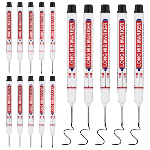 15 PCS Long Head Deep Hole Marker Pens,20mm Long Nib Marker,Longs Nose Markers,Waterproof Construction Markers Marking Tool,Permanent Markers Carpenter Ink marker Pens,Metal marking Pens,Black - color: 15PCS-20MM Black