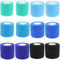 Self Adhesive Bandage Wrap Animal Cohesive Bandage Self Adherent Wrap First Aid Tape for Dogs Cats Horses Birds & Wrist Healing Ankle Sprain (2 Inch Blue Change 12 Rolls) - color: 2 Inch Blue Change 12 Rolls