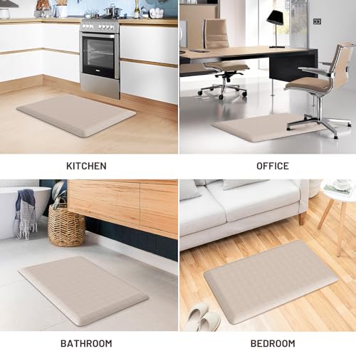 HappyTrends Kitchen Floor Mat - 4/5 Inch Thick Anti-Fatigue Kitchen Rug | Waterproof Non-Slip Kitchen Mats and Rugs Heavy Duty Ergonomic Comfort Rug for Kitchen,Office,Sink,Laundry