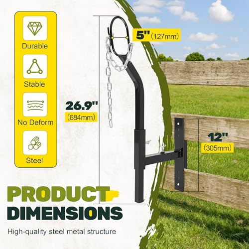 Steel Livestock Gate Attachment Nose Loop Headpiece - Height&Width | Adjustable, Powder-Coated & Galvanized, for Sheep & Goat Trimming, Grooming, Milking
