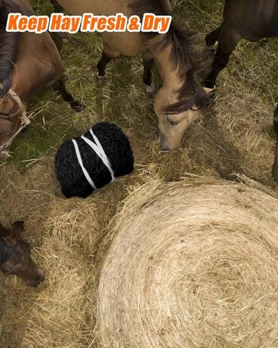 6x6ft Round Bale Hay Net, Knotless Slow Feeder Hay Net for Horses | Fits Round Bales 4x4 5x5 6x6ft and Square Bales 3x3x8 4x4x8 5x5x8ft, for Horses Cattle Sheep, with 1.75in Holes - size: 6x6Ft