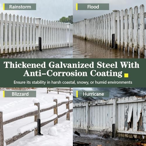 4 Pack Fence Post Repair Kit, Thickened Fence Post Anchor Ground Stakes | 31.5 Inches, Post Supports for 4x4 Ground, Fence Support Brackets, for Broken/Leaning/Tilted Wooden Fence