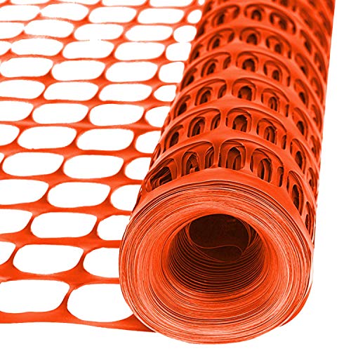 Plastic Mesh Fence, Garden Fencing, for Snow, Orange, 4'x100' Feet, 1 Roll | Houseables Construction Barrier Netting, Fences Wrap, Above Ground, Poultry, Chicken, Safety, Deer, Patio, Garden Netting - color: Orange