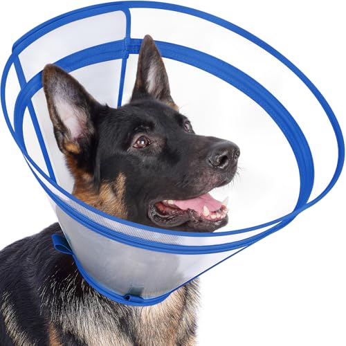 Dog Cone to Stop Licking, Clear Recovery Collar with Detachable Zipper, Sturdy Elizabethan Collar for Large Medium Small Dogs, Soft Adjustable Cone After Surgery Patented, Blue S - color: Blue, size: S(Neck: 10"-11.75")