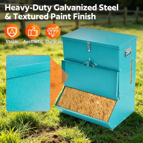 2 Door Pig Feeder, Hog Feeder, Metal Piglet Feeder Suitable | Heavy Duty Galvanized Steel Livestock Feeder, Pig Trough Feeder for Pig Farms, Agricultural Operations & Pig Pens - size: 3.7 Bushel