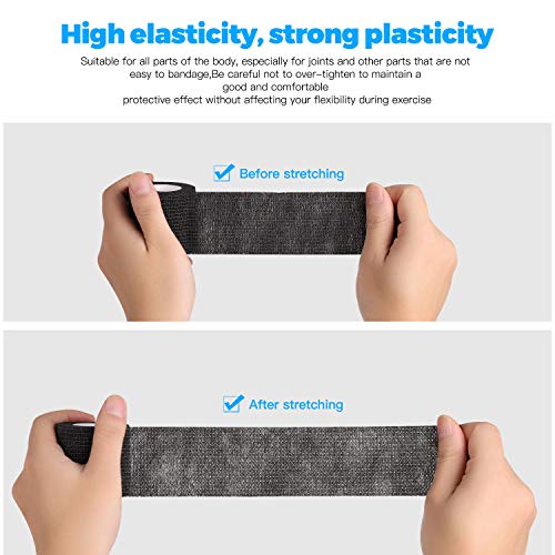 Self-Adhesive Bandage Wrap, Breathable, Elastic, 3 Inch, 8 Rolls - color: Black, size: 3 Inch (Pack of 8)