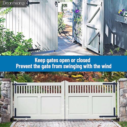 36" Heavy Duty Cane Bolt Gate Drop Rod Fence Hardware Ground Latch Stopper | for Wood/PVC/Vinyl/Metal Fences Gates, Double Doors, White Solid Steel -2 Pack - size: 36 Inch