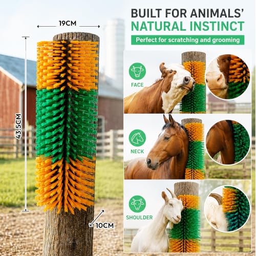 Livestock Scratching Brush 1-Pack — Cattle Horse Goat Pig Sheep Grooming Post, High-Visibility Animal Scratcher, Stress Relief Goat Toys for Summer Itch & Shedding - color: Yellow-1PCS