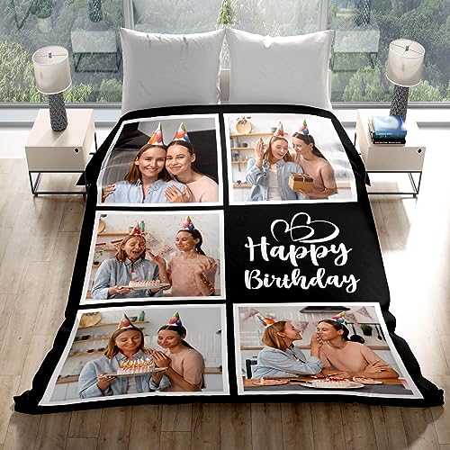inkArts Personalized Birthday Gifts for Women, Custom Blankets with Photos, Personalized Blanket with Photos & Text, Personalized Photo Blankets - color: 5 Photo-2