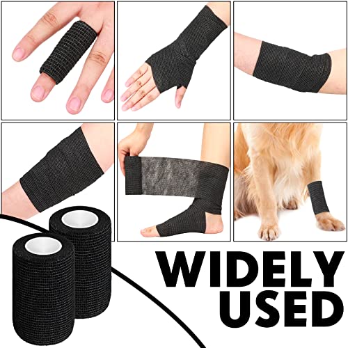 Treela 36 Pcs Self Adherent Bandage 4" X 5 Yard Wrap Breathable | Cohesive Bandage Elastic Adhesive Tape for Stretch Athletic Sports Wrist Ankle - color: Black, size: 4" X 5 Yard