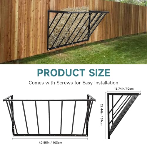 Hay Feeder Blanket Holder Carbon Steel Hay Rack Wall Mounted Hay Feeder for Horses Goats Farm Indoor and Outdoor Use(1PC) - size: 1PC