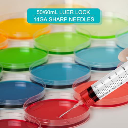3 Pack 60ml Syringe with Needle 16G 1.5” and Cap, Luer Lock Syringes with Cap for Fluid Suction Injector, Drawing Oil, Fluid, Water, Lab - style: 60 ml