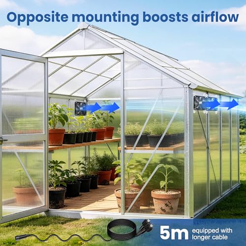 Solar Exhaust Fan for Greenhouse with Smart Thermostat and Battery | Triple 5.5" Solar Powered Fans, Adjustable Temp Control, 2PCS 25W Bifacial Panels, for Chicken Coop, Outdoor, Garage, Shed - size: 3*5.5 Inch