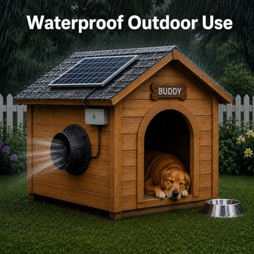 Solar Fan for Chicken Coop,25w Panel Powered +Rechargeable Battery | 8-inch Waterproof Solar Exhaust Fan Kit for Outside Greenhouse,Shed,Attic,Barn & Dog House，2600RPM ,430CFM