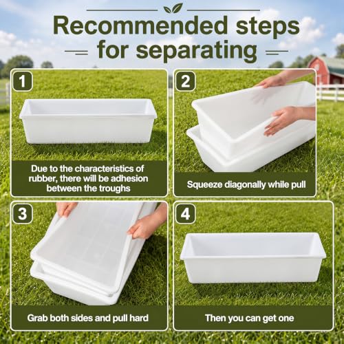 4 Pcs 12 Gallon/48 Quart Plastic Livestock Water Trough, White | 39" Long Large Capacity Livestock Feeding Trough for Calves Pig Sheep Horses Alpacas and Goats Farm Animal Feeding - color: White, size: 12 Gallon/48 Quart