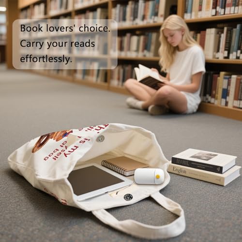 Aesthetic Canvas Tote Bag for Women - with Magnetic Snap Closure & Zipper Inner Pocket Reusable Totes Bag - color: Treatfood1