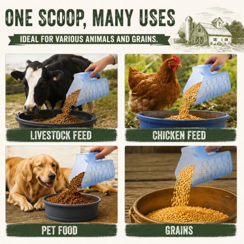 Uiifan 2 Pcs 3 Quart Horse Feed Scoop with Measurements for Farm, Blue - style: Blue