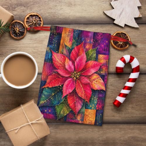 KzgtY Christmas Flowers 2PCS Gift Bags with Drawstring, 16 x 12 Inch Reusable Present Sacks for Christmas,Brithday, Holidays,Parties & Gift Packaging - color: Christmas Flowers