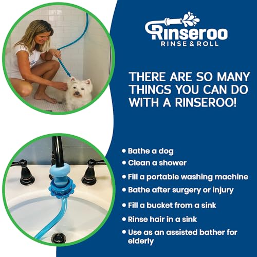 Rinseroo Dog Spot Washer, 6ft Slip-On Shower Hose | Fits Showerheads Up to 4", Easy Pet Rinsing, Stress-Free Cleaning Without Full Bath, Shark Tank Product, Not for Tubs