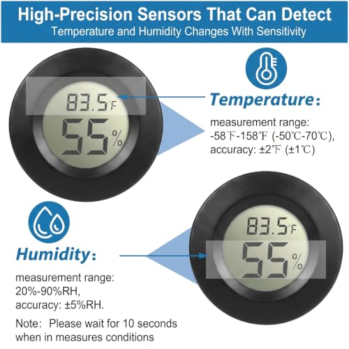Weewooday 20 Pcs Mini Hygrometer Thermometer Digital LCD, Black | Monitor Indoor Outdoor Room, Humidity Meter Temperature Gauge for Greenhouse Garden Reptile Incubator Cellar,℉ or ℃ - size: Black