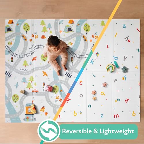 Nuby Reversible Baby Floor Mat | Car Tracks - style: Car Tracks