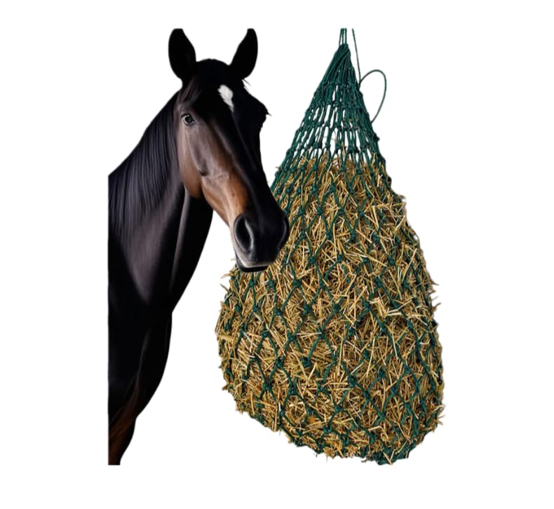 Slow Feed Hay Net 40 Inch for Horses, Cattle & Livestock – Small Hole (1.5"-2") Round Bale Feeder Bag, Reduces Waste & Supports Digestive Health