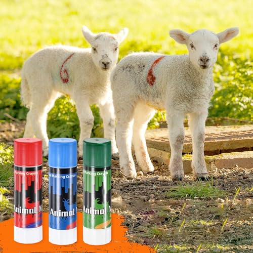 M METERXITY 6-Pack Livestock Marker, 11.6 Cm/4.6 Inches Large Animal Crayons for Pig/Cattle/Cow/Sheep Supplies, Farming Livestock Marking Crayons [Green/Red/Blue] - color: Green/Red/Blue