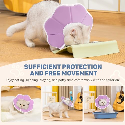 Avont Cat Cone XS Adjustable Soft E-Collar, Purple | XS fits 4.0-6.5" Depth 3.4" soft breathable anti-lick water-resist easy-clean - color: Purple, size: XS(Neck:4.0"-6.5")