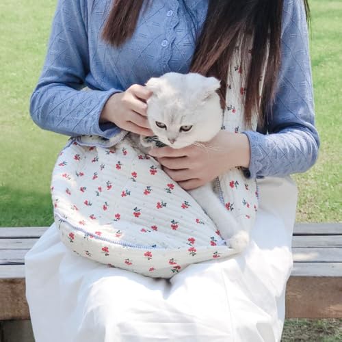 Flower Pet Sling Carrier for Small Dogs,Breathable Small Dog Carrier Sling,Puppy Carrier for Small Dogs and Cats,Dog Slings for Small Dogs (Pink, Medium)