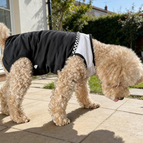 Dog Surgical Suit - Recovery Onesie for Dogs After Surgery, Spayed Female/Male Puppy, Breathable Anti-Lick Clothes, Alternative to Cone(Black and White-XXS) - color: black and white, size: XX-Small