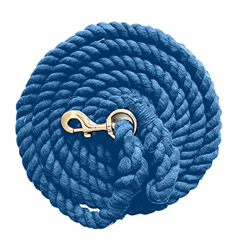 Majestic Ally Pack of 2 Solid Cotton Lead Rope for Horses & Livestock – 10 Foot Long and 5/8 inch (16MM) Thick - Replaceable Heavy-Duty Satin Bolt Snap – Handmade – Soft, Broken in Feel (Turquoise) - color: TURQUOISE