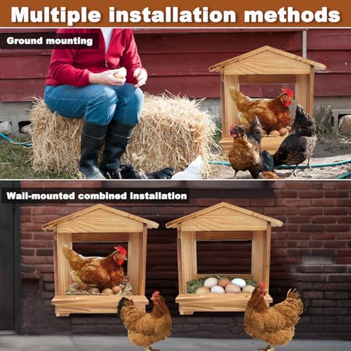 3 Pcs Chicken Nesting Box, Wooden Nesting Boxes for Chickens & Ducks, Farm House Wall Mount Egg Laying Boxes for Hens, Small Chicken Coop Nesting Boxes (11.42" L X 12" W X 15" H) - size: 11.4"L x 12.0"W x 15.0"H