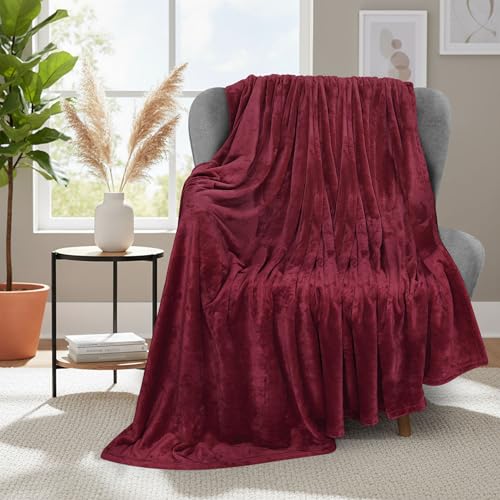 Utopia Bedding Soft Fleece Bed Blanket Throw Size Burgundy (50x60 Inch) | Microfiber Plush Warm Lightweight Breathable Cozy Blanket Anti-Static, All Season Use, Gift for Women and Men - color: Burgundy, size: Throw (50x60 Inch)
