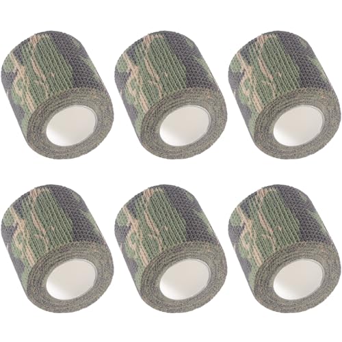 IndigoCase 6 Pack Self Adhesive Bandage Wrap 2 Inch x 5 yd Elastic Tape | CAMO-Woodland Color Elastic Bandage Wrap, Vet Wrap, Small Bandage for Kids, Fingertip, Wrist, Dog, Pets - color: Camo-woodland, size: 2 Inch - 6 Pack